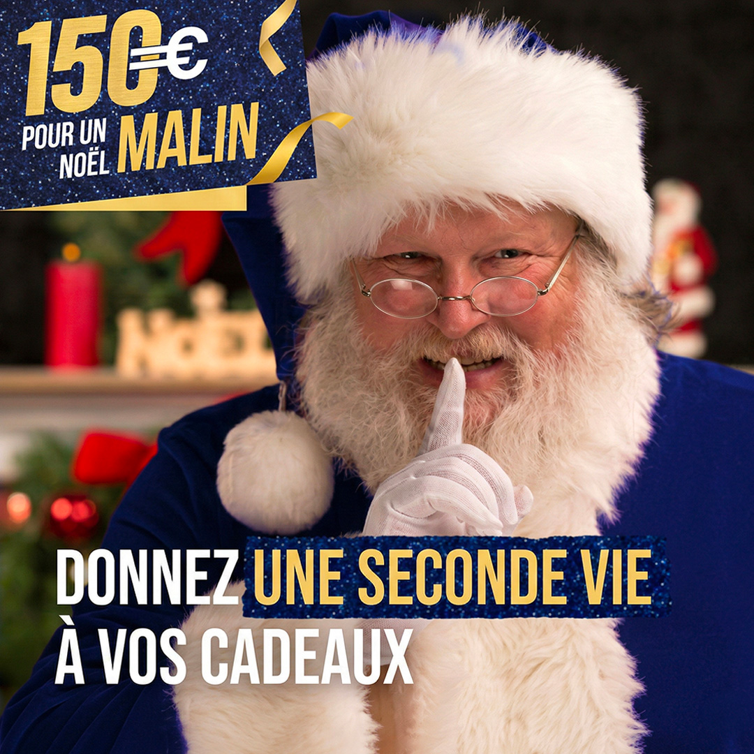 Maquette de post Instagram pour 150euros, offrant des conseils de budget et d'économie pour la période de Noël.