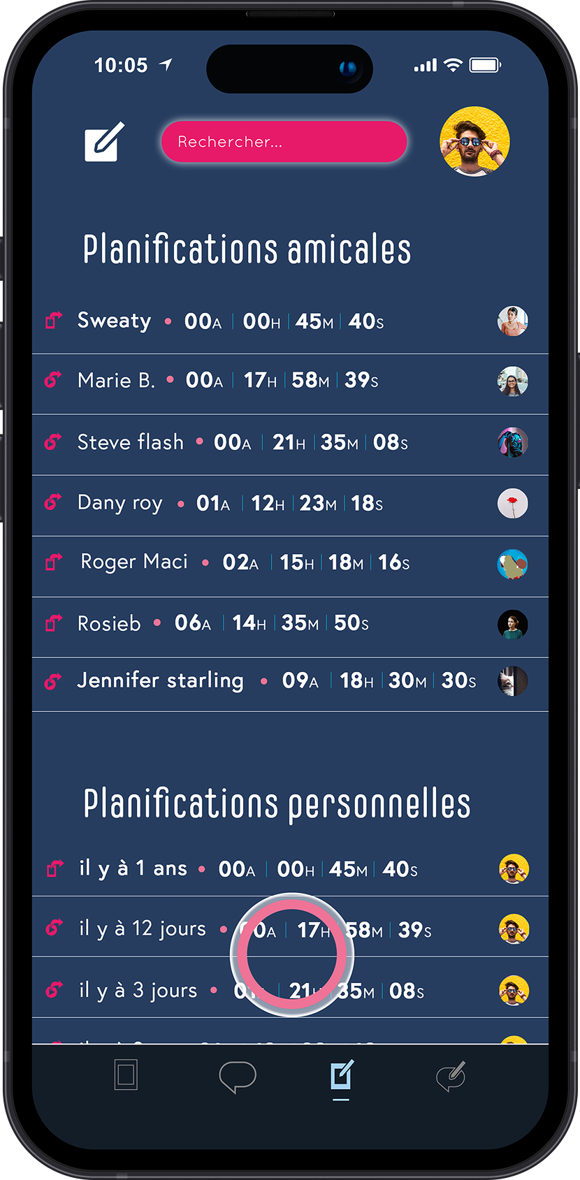 Interface de création de 'Capsule temporelle' dans l'application Memoria. Formulaire permettant de choisir une date d'ouverture future et de rédiger un message personnalisé pour soi-même.